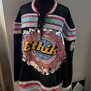 Ethik Black and Pink Embellished Top